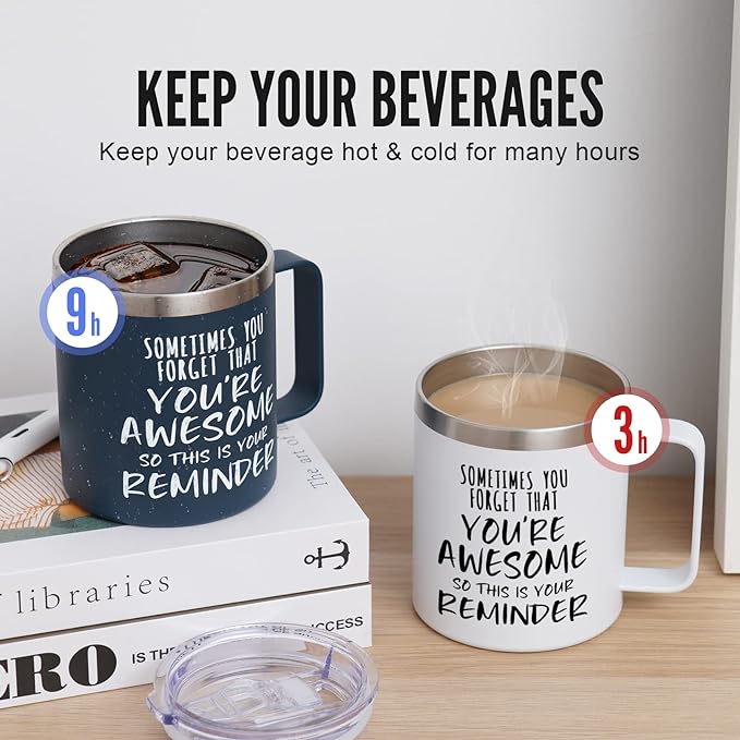 NOWWISH Inspirational Coffee Mug for Men, 14oz Vacuum Insulated Stainless Steel Cup, You Are Awesome Gift for Husband, Boyfriend, Dad - Navy Blue - Image 5
