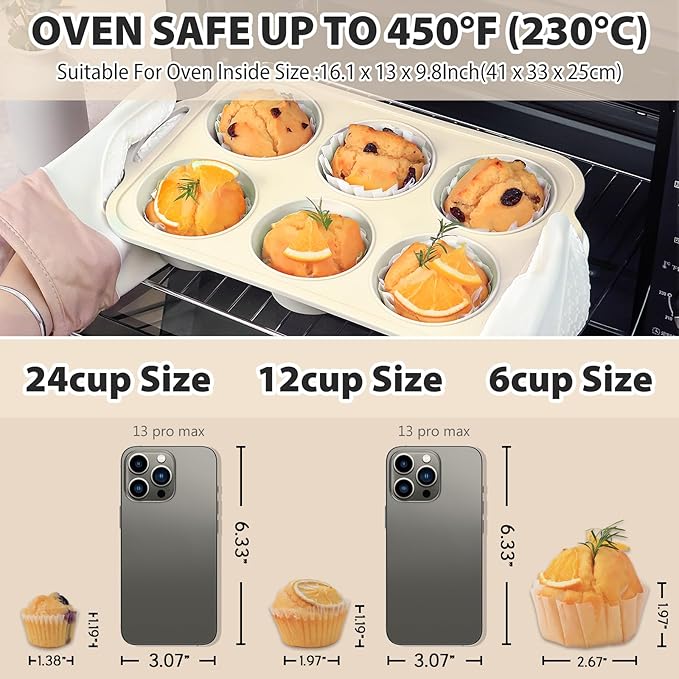 Silicone Muffin Pan Set：3Pcs Silicone Cupcake Molds for Baking Metal Frame - Nonstick Jumbo Muffin Pan - Mini Cupcake Tin - Regular Tray For English Blueberry Chocolate Egg Bites - Baker Lovers