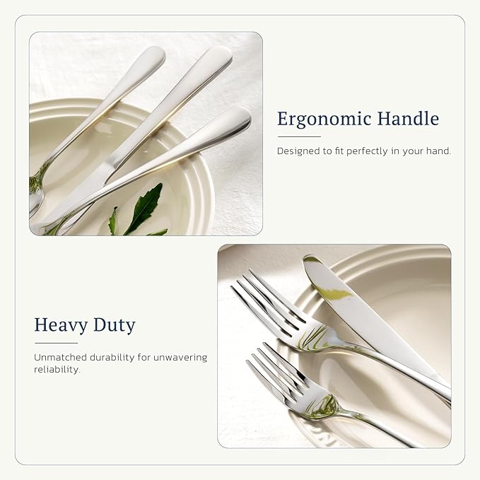Astercook Silverware Set with Steak Knives 24-Piece Flatware Set for 4 Food-Grade Stainless Steel Cutlery Set Mirror Polished Utensils Set Include Spoons and Forks for Home Kitchen Restaurant - Image 2