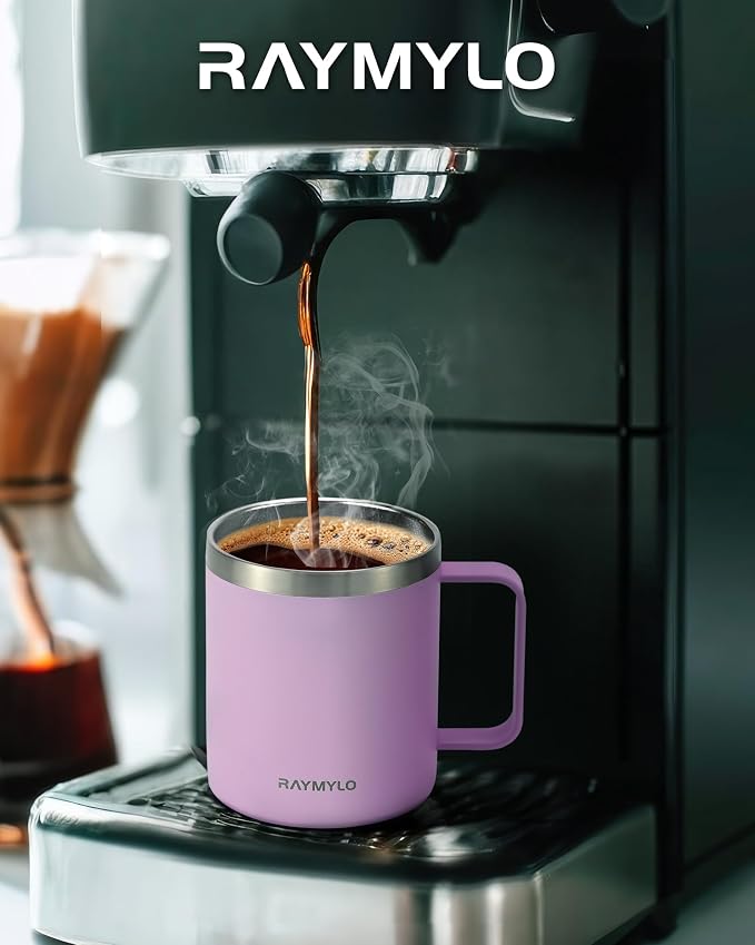 RAYMYLO Insulated Coffee Mug 12 oz, Spill-Proof & Detachable Slider Lid | Double Wall Stainless Steel with Thorough Clean Lid & Handle, Cold for 9 Hrs, Suitable for Camp Home Office - Image 7