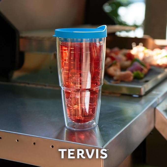 Tervis Clear & Colorful Tabletop Made in USA Double Walled Insulated Tumbler Travel Cup Keeps Drinks Cold & Hot, 24oz, Quartz - Image 9
