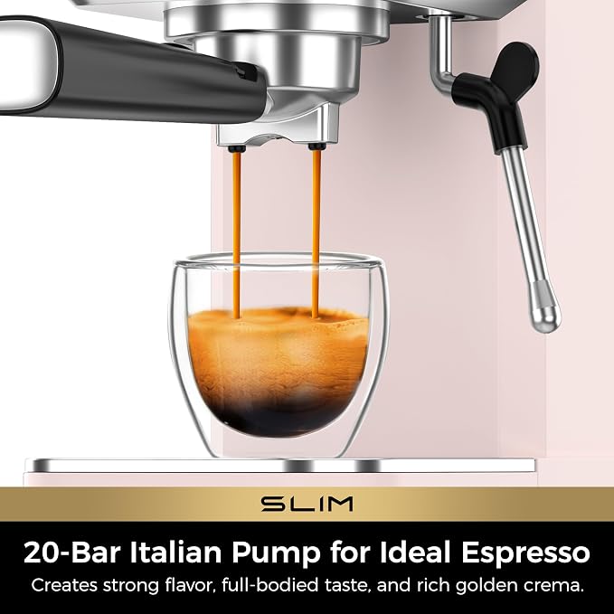 CHULUX Espresso Machine with Conical Burr Electric Coffee Grinder, Pink - Image 2