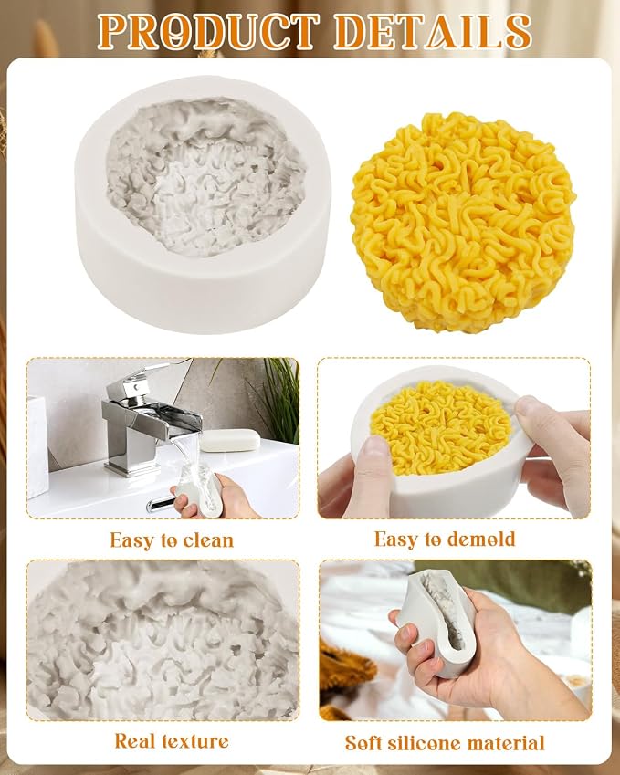 Instant Noodles Silicone Mold, Noodle Candle Mold, Instant Noodle Fondant Molds, Food Shaped Molds for Chocolate Bath Bomb Home Ornaments Making Tools - Image 4