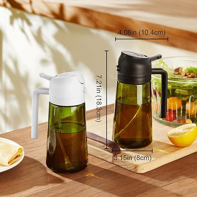 TrendPlain - Original 16oz/470ml Olive Oil Dispenser Bottle for Kitchen Gadgets and Air Fryer Accessories - Olive Oil Sprayer for Cooking w/Stickers - White - Image 6