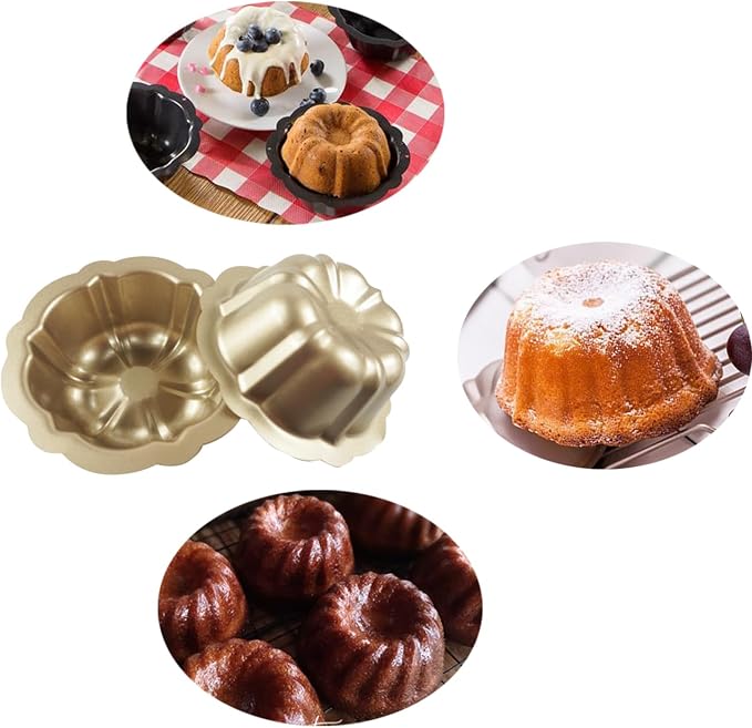 4 Inch Nonstick Mini Fluted Cake Pans, Pumpkin Baking Mold, Gold | 10 Pack Carbon Steel Fluted Tube Metal Round Cake Pan for Jello, Cupcake, Muffin, Brownie - Image 3
