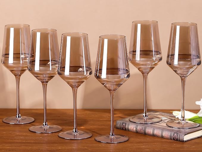 comfit Smokey Gray/Grey Wine Glasses Set of 6-14 oz Gray Kitchen Accessories, Unfading Color, Hand-blown Colored Wine Glasses - Gifts for Lovers, Mother's Day, Wedding, Birthday Gifts - Image 7