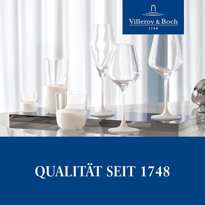 Villeroy & Boch - Manufacture Rock Blanc Champagne Flute Set, 4 pcs. Set of Drinking Glasses for Champagne and Sparkling Wine, 8.75 oz, Crystal Glass, Frosted Matte White Slate Look Base | Matte-white crystal glass champagne flutes, hand wash only, ele... - Image 8