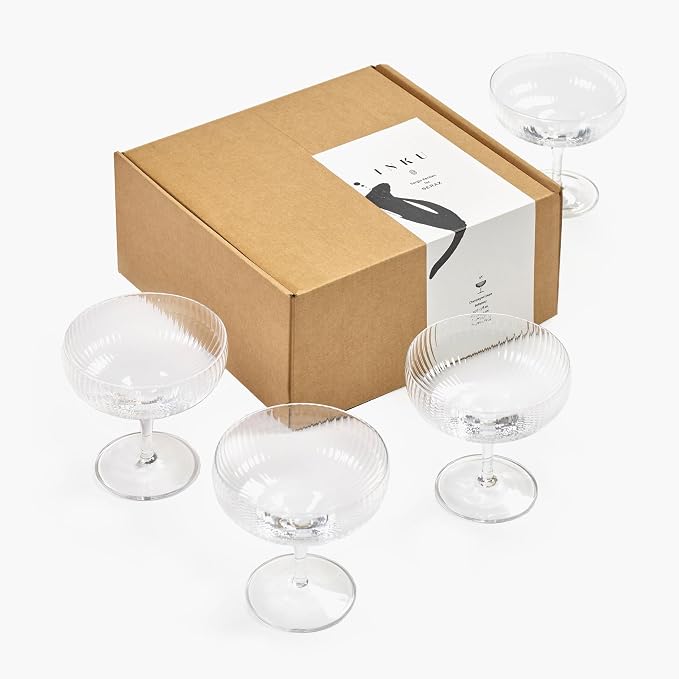 Serax Champagne Glass | Inku Glassware by Sergio Herman | 4 Coupe Glasses 15 cl | Clear Drinking Flutes Set | Transparent Luxury Copas for Dinner at Home with Wine, Wedding | Kitchen Sets - Image 10