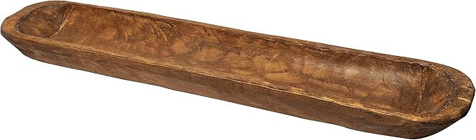 Decorative Wooden Dough Bowl Decor Approx 30 Inch, Hand Carved Rustic Wood Long Dough Bowl, Large Carved Dough Bowl, Long Wooden Bowl, Bread Shaped Bowl Wooden Large Dough Bowl Centerpiece Made in USA