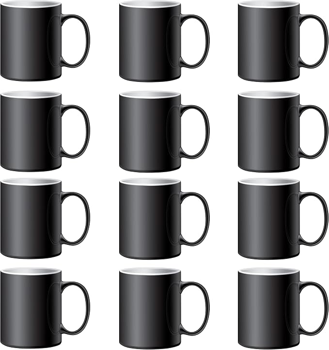 TANGLONG 15oz Tazas Magicas Para Sublimacion Mug Set of 12-Color Changing | Ceramic Cup,Tazas Para Sublimar for Milk, Hot Cocoa,Sublimation Blanks,Heat Sensitive Coffee Mugs for homemade gifts by TANGLONG