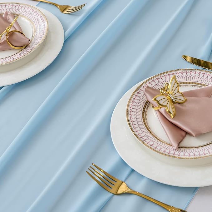 Pack of 12 | Aqua Blue | 14ft Chiffon Table Runner 29x170 Inches Long Romantic Rustic Sheer Gauze Runner for Wedding Bridal Shower Birthday Banquets Engagement Spring Easter Boho Decorations - Image 4