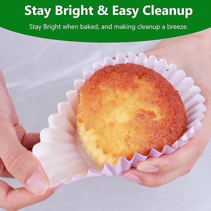 Caperci Heavy Duty Purple Jumbo Cupcake Muffin Liners for Baking - Extra Large 100pcs Grease-Resistant Paper Baking Cups, No Muffin Pan Needed, Odorless, Easily Peels (Orchid Purple) - Image 4