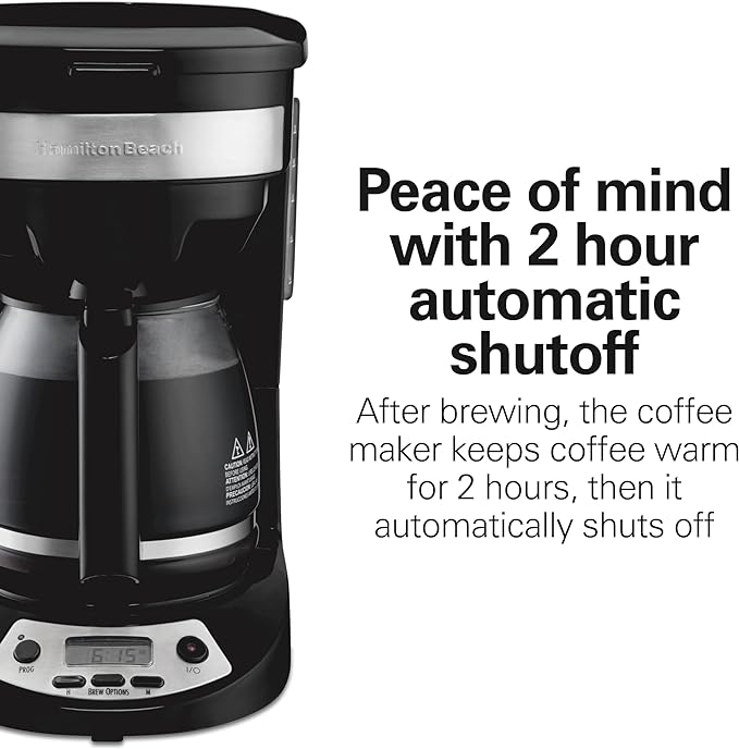 Hamilton Beach 12 Cup Programmable Drip Coffee Maker | Regular & Bold Brew Options | Auto Pause and Pour | Glass Carafe | Black with Stainless Accents | 46299J - Image 6