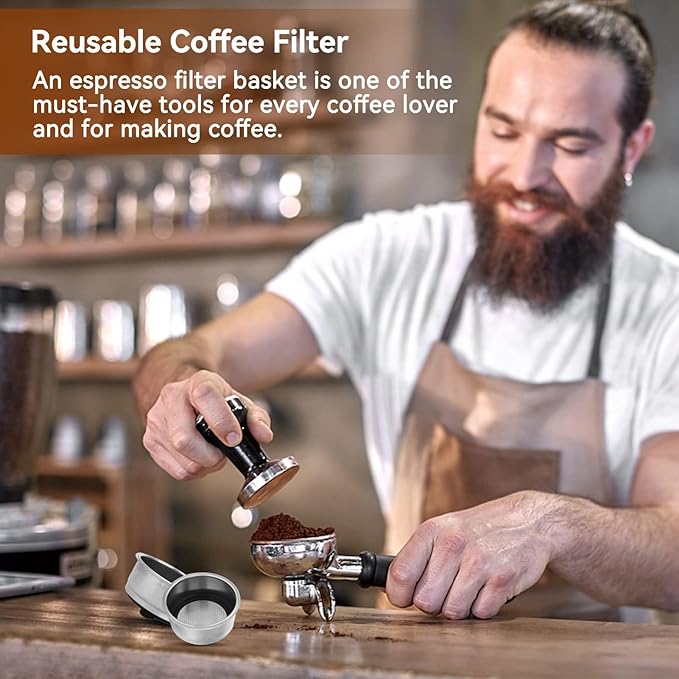 51mm 2 Cups Portafilter Filter Basket, Stainless Steel Pressurized Mesh Coffee Filters Bottomless Portafilter Coffee Machines Accessories for Semi-Automatic Coffee Machine Series(2 Cup)