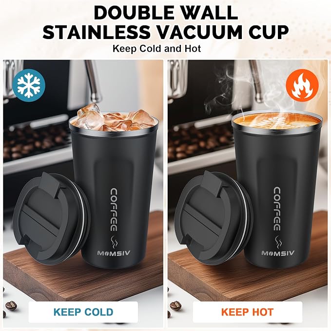 MOMSIV 17oz Travel Coffee Mug, Insulated Coffee Cup with Leakproof Lid | 6-Hour Heat Retention, 360°Leak proof, Vacuum Stainless Steel Double Walled, BPA-free, Reusable And To Go Coffee Mug - Image 3