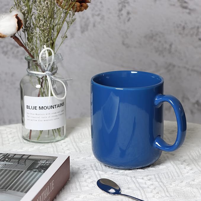 20 OZ Large Coffee Mug, M016 Ceramic Big Tea Cup with Handle for Dad Men, Blue - Image 4