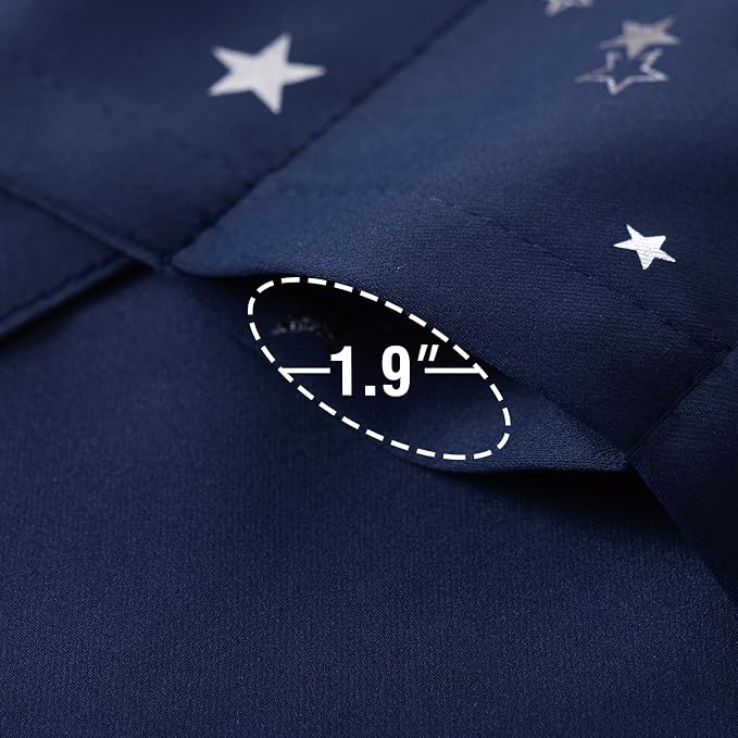H.VERSAILTEX Blackout Curtain Valances for Kitchen Window/Living Room/Bathroom Privacy Added Rod Pocket Home Decoration Winow Valance, 52" W x 18" L, Glitter Stars in Navy Base - Image 5