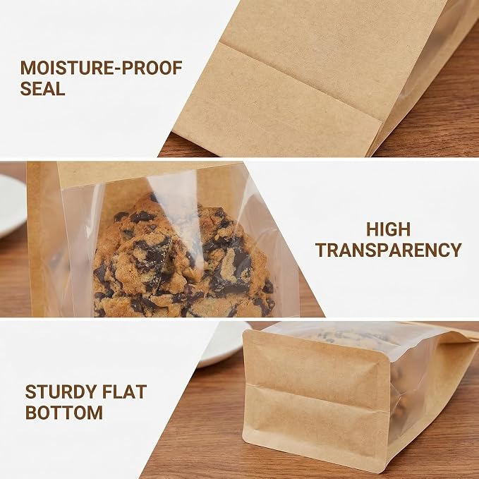 Bread Bags for Homemade Bread, 70 Pack 11 x 5.1 x 3.9 Inches Kraft Paper Bakery Bags with Tin Tie Tab Lock, Stand Up Bakery Bags for Homemade Bread, Pastries, Cookies & Snacks, Food Grade | Tin Tie Tab - Image 6
