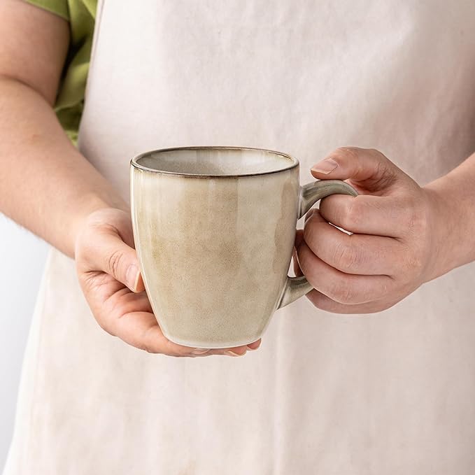 GBhome Ceramic Coffee Mugs Set of 6, 12oz Stoneware Coffee Mugs Set For Dad Mom Women MEN, Light Weight Coffee Cups for Latte/Tea/Beer/Hot Cocoa, Dishwasher & Microwave Safe,Cappuccino - Image 4