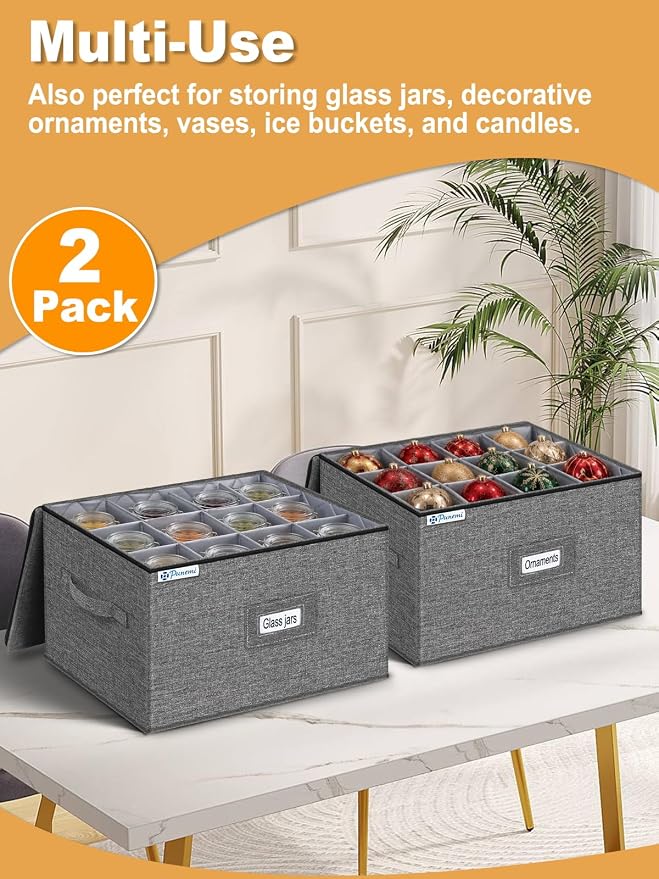 Wine Glass Storage Box for 24 Glasses, Hard Shell Stackable Moving Case | Hard shell side and bottom support with padded dividers for crystal glasses, stemware and drinkware; stackable for moving - Image 5