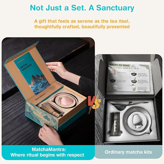 Premium Matcha Ceremony Set – Complete 9-Pcs Ritual Kit – Presented in Luxury Magnetic Gift Box, Perfect for Gifting or Self-Care (Sakura Pink)