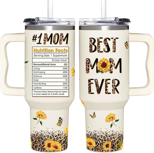 Best Mom Ever Gifts - Mothers Day Gift For Mom from Daughter, Son, Kids - Birthday, Christmas Gifts Idea For Mother, Mom, Wife - Tumbler With Handle 40oz