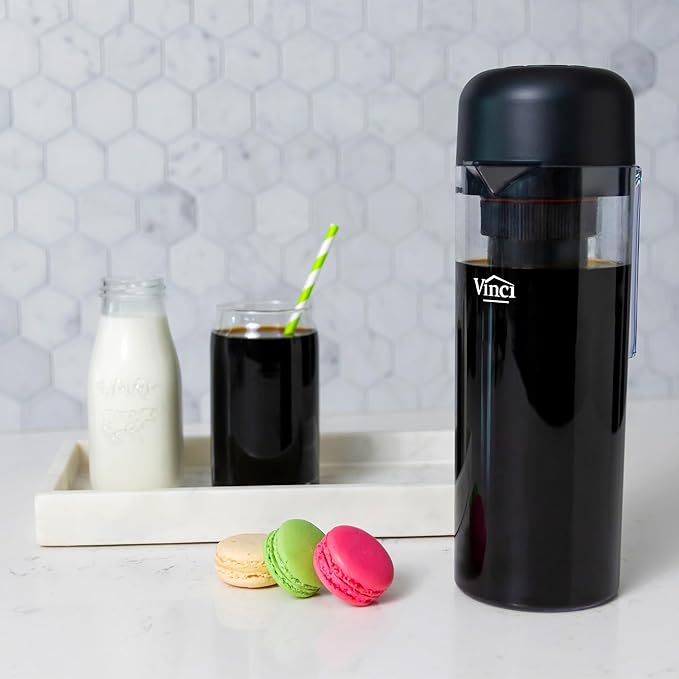 VINCI Express 2 Electric Cold Brew Coffee Maker: 37 oz., Fast, Customizable, Low-Acid Brews with Patented Circle Flow Technology, 3 Brew Settings, Self-Cleaning Function (Plastic Carafe)