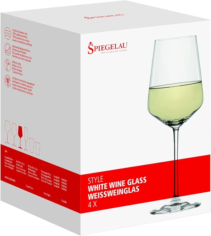 Spiegelau Style Crystal White Wine Glasses Gift Set, Elegant Stemmed Wine Glasses, Stylish Glassware for Dinner Party, Home Bar, Wedding Gifts, Birthday Gifts, Hosting Essentials, 15.5 oz, Set of 4 - Image 13