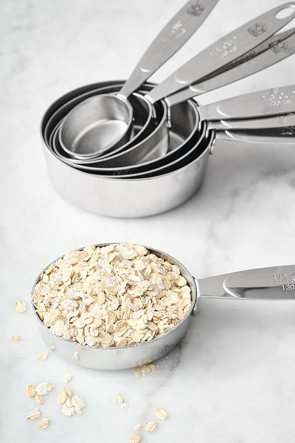 King Arthur Baking Company Easy Scoop Oval Measuring Cups, 18/8 Stainless Steel, 7-Piece Set