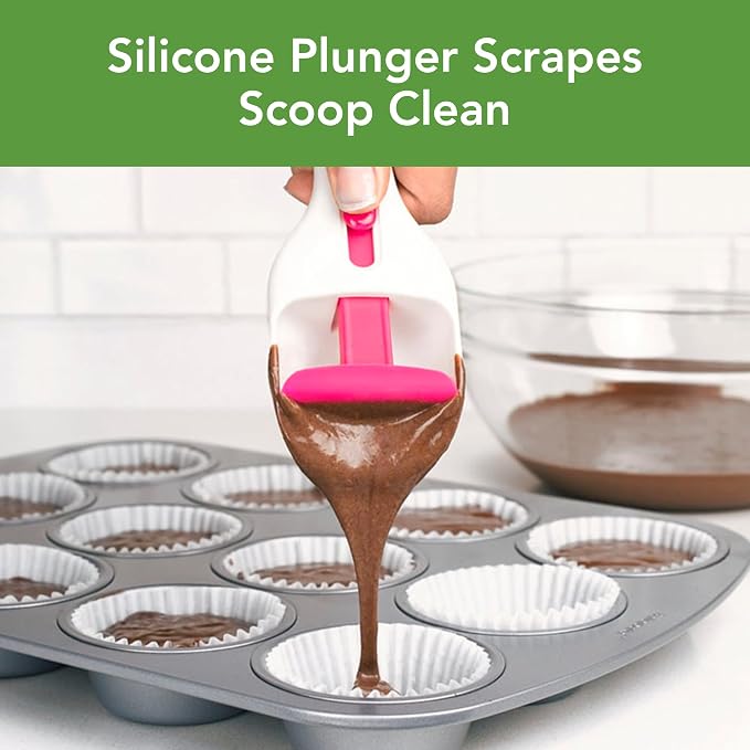 Tovolo Cupcake Scoop Batter Dispenser for Cupcakes Muffins Pancakes and Cookie Dough, Easy to Clean Batter Scoop Slide Dispenses Quicker for Even Size Baked Goods Kitchen Gadget, Fuchsia - Image 2