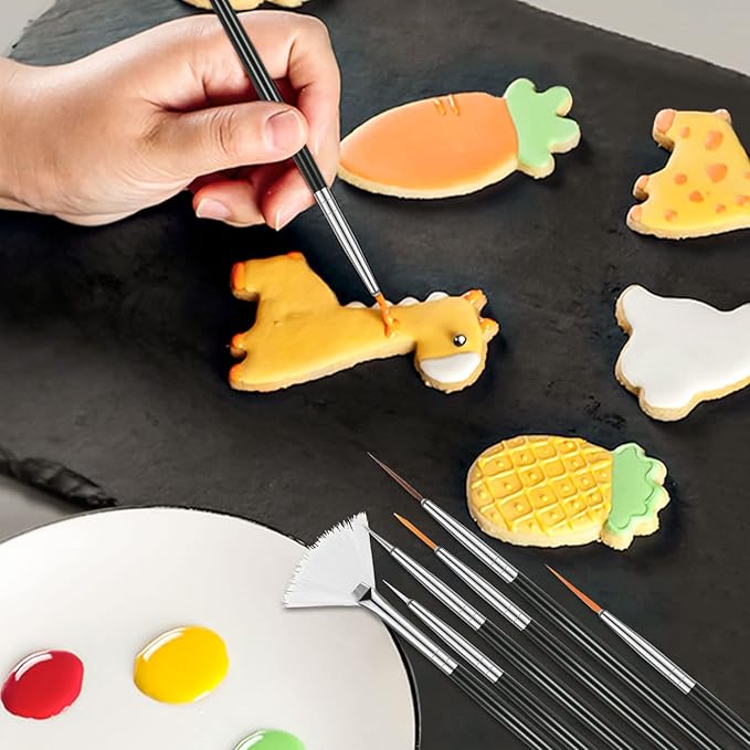 30 pcs Cake Painting Brushes, Cake Decorating Brushes Food Paint Brush Fondant Sugar DIY Tools Set Cake Decorating Tools Cookie Brushes Set Stocking Stuffers for Bakers(Black)