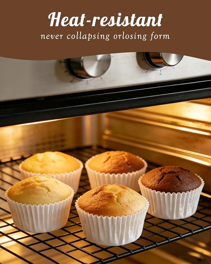 700 Count White Cupcake Liners - Greaseproof Muffin Baking Cups, 2 Inch | Non-Stick, Disposable Muffin Liners — Hold Cupcakes, Muffins, Desserts & Nuts for Parties, Weddings and Birthdays - Image 5