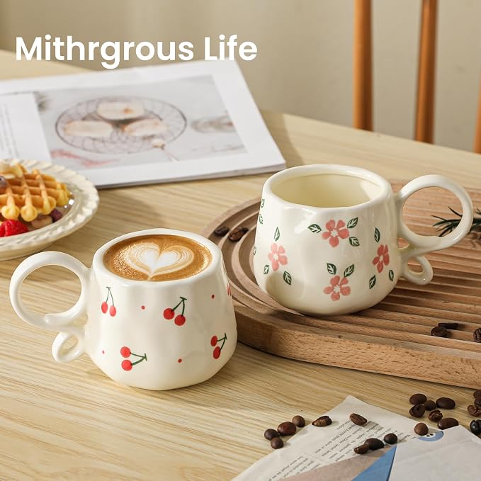 Ceramic Cute Mug For Women,Pretty Coffee Mug,9 oz,Nnique Espresso Mug.Hand-Painted Tea Cup for Women - Image 6