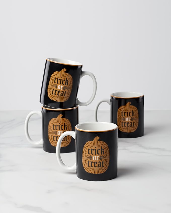 Oneida Vintro Halloween Porcelain Mug Set for 4, 10oz | dishwasher safe, microwave safe | coffee mug gift for coffee lovers | 3.75 inch, 10oz, gift for women - Image 3