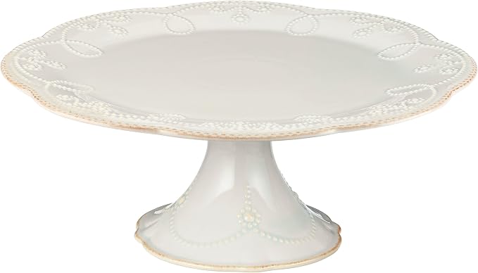 Lenox French Perle Pedestal Cake Plate, Medium, White - | pedestal design, dishwasher safe | entertaining, gift for women, cupcake stand, elegant entertaining by Lenox