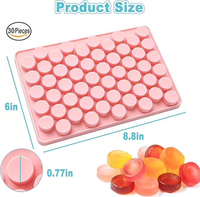 3pcs Round Candy Molds Silicone Molds for Hard Candy, Gummy, Caramels, Chocolate, Ganache, Ice Cubes, 220 Cavity - Image 3