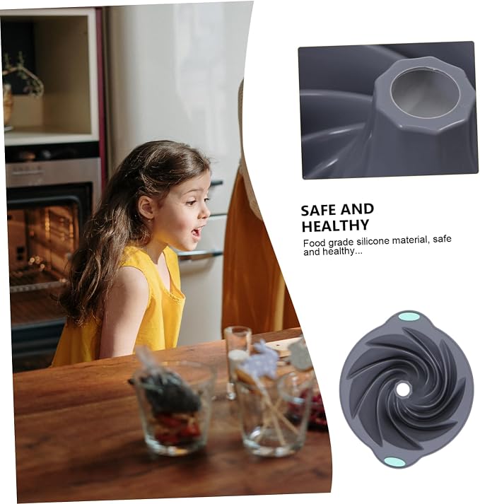 1pc Silicone Baking Sheet Non-stick Round Spiral Cake Mold for Diy Baking Oven Microwave Safe Light Grey - Image 8