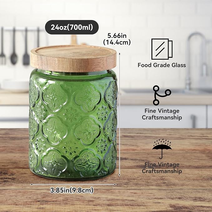 Comeon Vintage Glass Jar With Lid, Cookie Candy Jar, Food Storage Container | Durable Glass Material, Airtight Lid, Ideal For Kitchen Or Office Storage, Stylish Vintage Design - Image 2