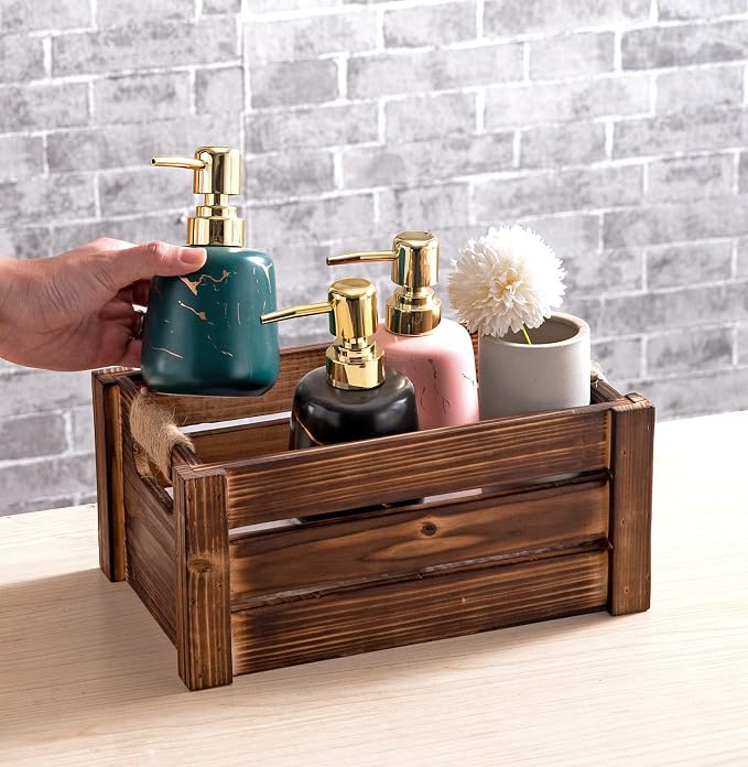 TIMRIS Set of 3 Rustic Wood Nesting Crates, Farmhouse Wooden Storage Container Boxes with Cutout Handles, Decorative Wooden Baskets for Display (Rustic Brown) - Image 9