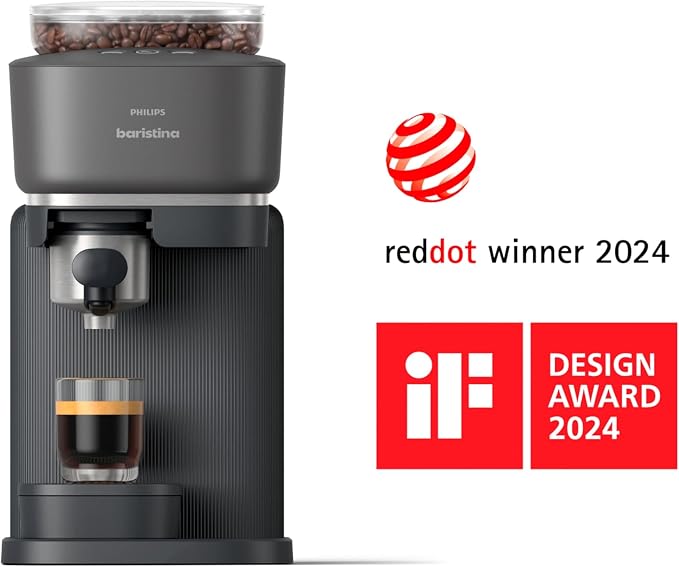 Philips Baristina Espresso Machine+Milk Frother Bundle. Real espresso. Compact coffee machine, portafilter, grinder, Cafe Crema. Dairy & Non-Dairy Milk foam​. Hot & Cold. Easy Clean. Black (BAR303/60) - Image 8