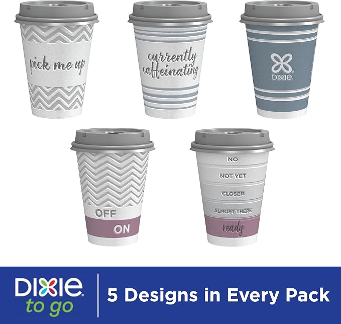 Dixie Paper Coffee Cups With Lids, 12 oz | 14 Count | Pack of 2 | Insulated | For Hot or Cold - Image 2