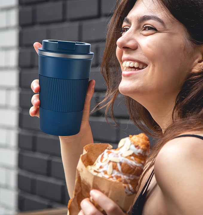 KETIEE Travel Mug 12oz, Insulated Coffee Mug with Leakproof Lid, Travel Coffee Mug Vacuum Stainless Steel Double Walled Reusable Coffee Cup for Hot and Iced Coffee Tea Water (Navy) - Image 5