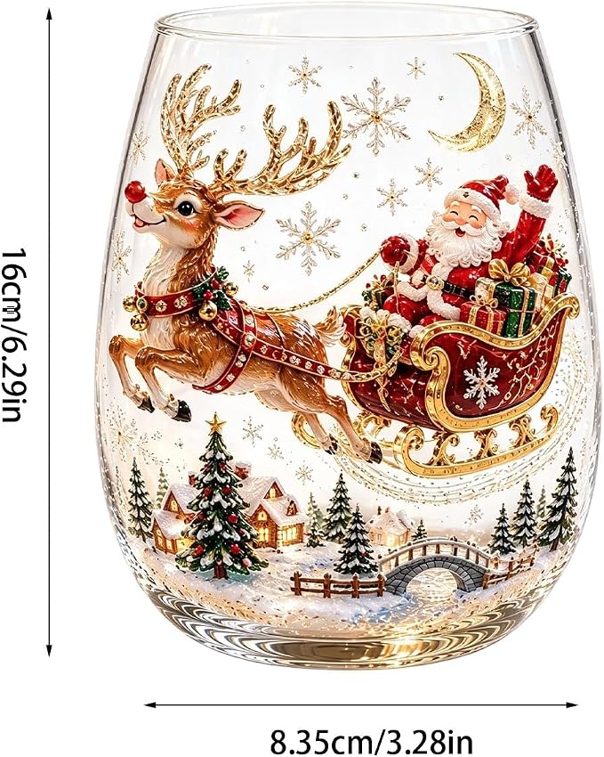 Christmas 3D Stemless Glass Cup Snowman 14oz Holiday Tumbler，B | Hand Painted Design, Festive Table Decor, Holiday Party Use, Collectible Glassware, 3D Ornament Detail - Image 7
