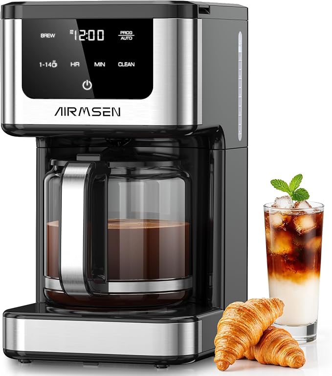 AIRMSEN 14-Cup Programmable Drip Coffee Maker | 1000W Fast Brew, 24H Timer, 2-Hour Keep Warm, 4/6/8/10/14-Cup Selection, 73oz Tank & Glass Carafe for Home Office by AIRMSEN