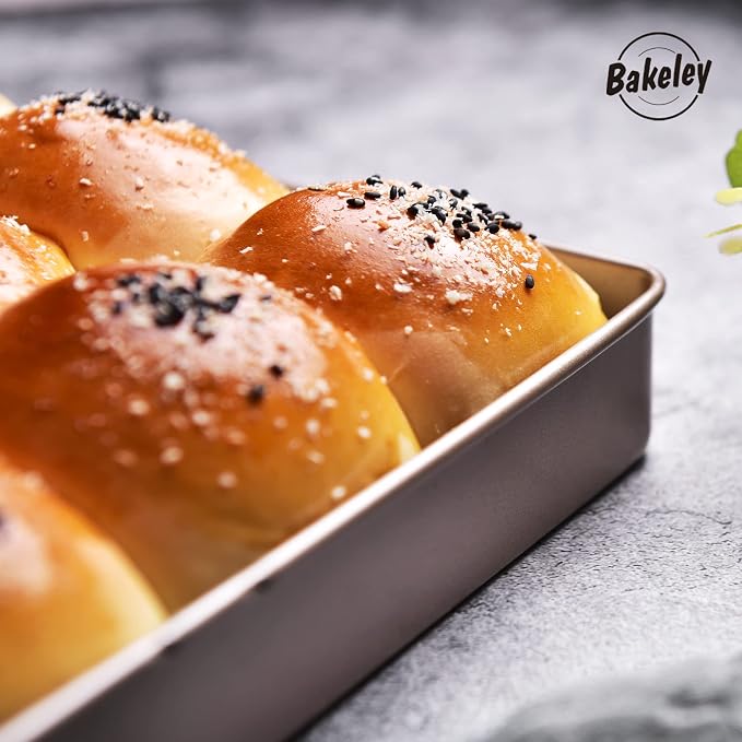 11-Inch Baking Sheet Pan Non-Stick Square Baking Pan Jelly Roll Bakeware for Oven Roasting 11.2" × 11.2" × 1.38" (Champagne Gold) - Image 7