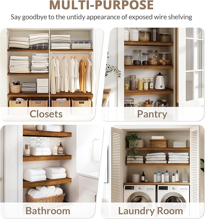 Gashell Wire Shelf Covers, Bamboo Wire Rack Covers for Pantry, Closet (4pcs, 23" W x 16" D) - Image 6
