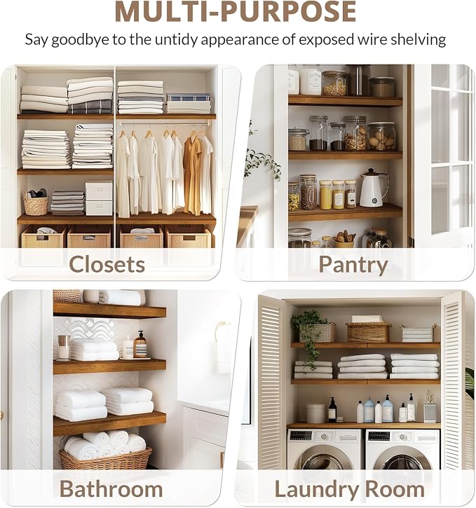 Gashell Wire Shelf Covers, Bamboo Wire Rack Covers for Pantry, Closet (4pcs, 26" W x 12" D) - Image 6