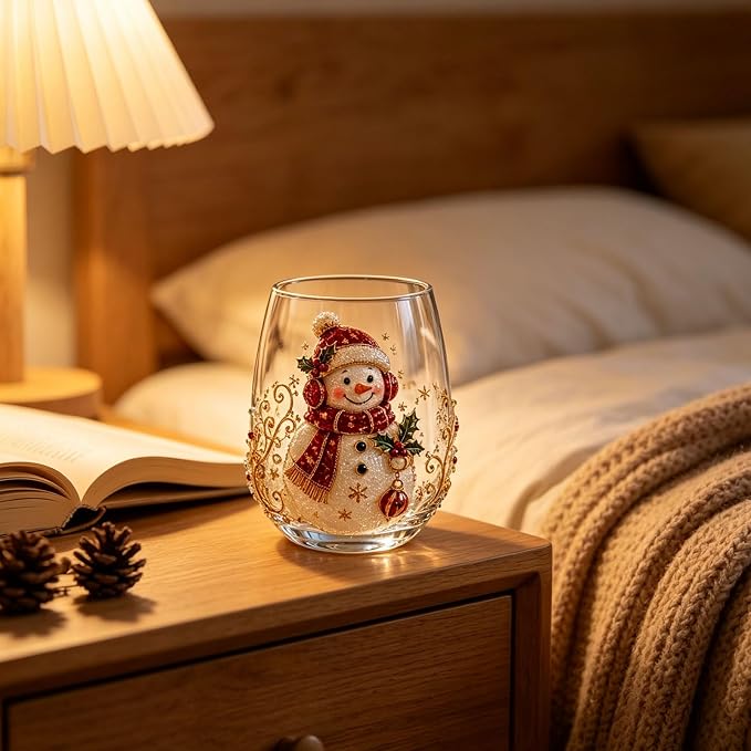3D Christmas Glass Art Cup, Luxury Raised Holiday Glassware Collection | Cute Festive Stemless Wine Glasses,Artistic Holiday Table Ornaments,Perfect Christmas Home Decor Gifts for Various Beverages - Image 4
