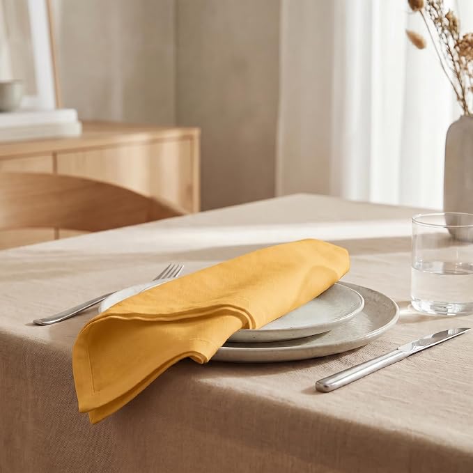 Urban Villa Cloth Napkins Cotton 20x20 (Set of 12) Mustard - Image 4