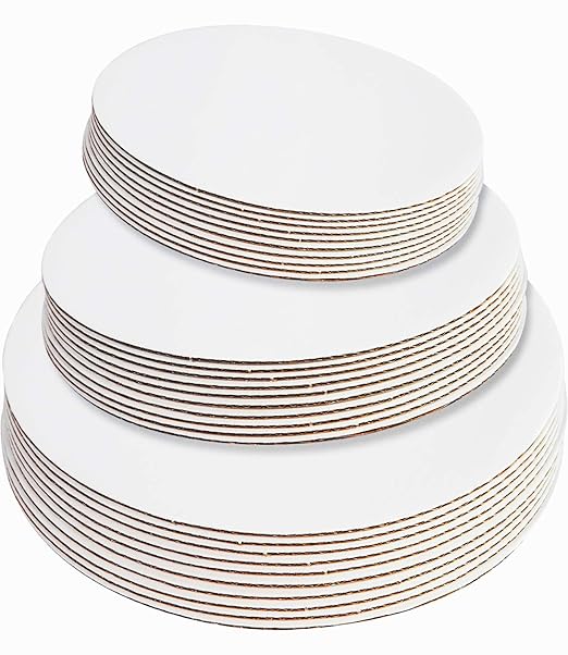 ONE MORE 30-Pack White Cake Board Rounds,Circle Cardboard Round Base 6,8 and 10 inch, Disposable Coated Cake Plate 10 of Each Size